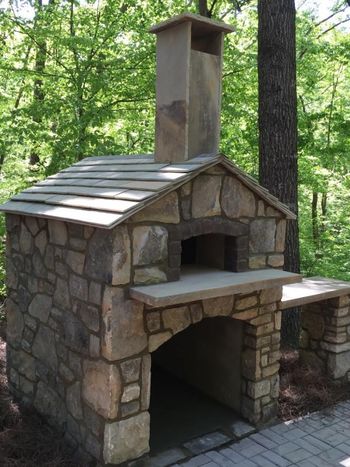 Outdoor Stone Pizza Oven with Stone Shingles in Gainsville, GA