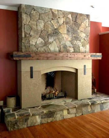 TN Fieldstone and Rustic Limestone Fireplace in Buckhead, GA