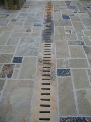 Stone Pool Deck Drain Cut with Water Jet