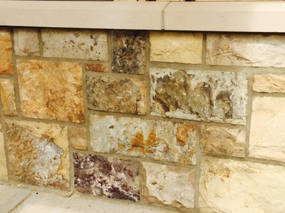 TN Fieldstone in Ashlar patten with Buff mortar joint and cast stone cap Gainsville Ga
