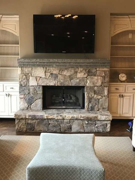 Custom Pattern TN Fieldstone Fireplace with Bluestone Mantle in Duluth, GA (1)