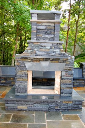 Drystacked Pennsylvania Bluestone Outdoor Fireplace in Suwanee, GA (2)