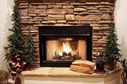 Stone fireplace by Allgood Construction Services, Inc.