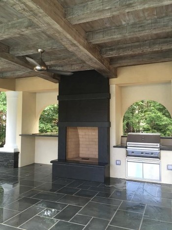 Outdoor Fireplace Bluestone Flooring