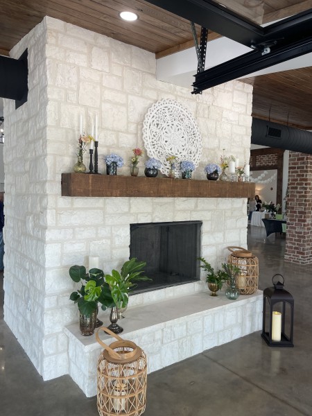 Texas White Limestone Fireplace at “The Grove” Wedding Venue in Villa Rica, GA (1)